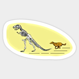 T Rex Dinosaur Skeleton And Dog Sticker